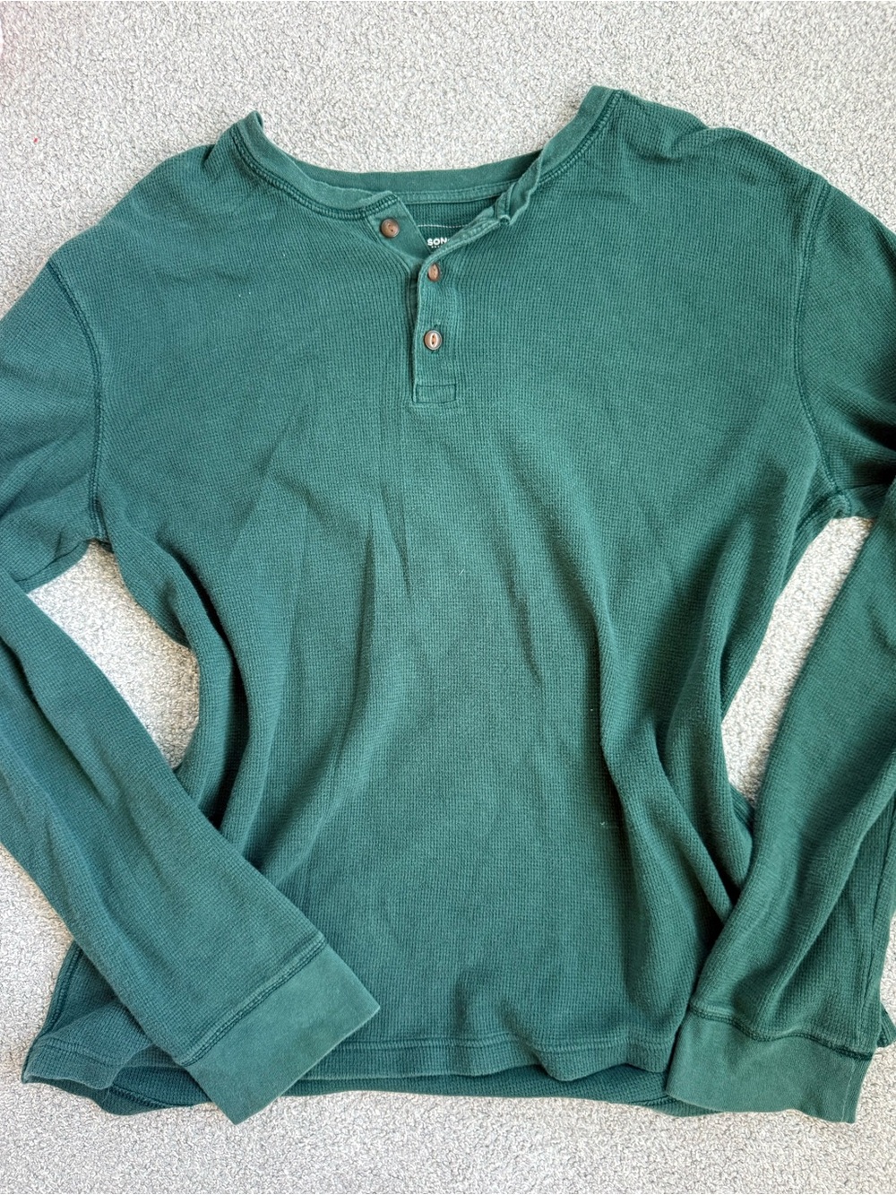 Forest Green Long Sleeve Thermal Henley